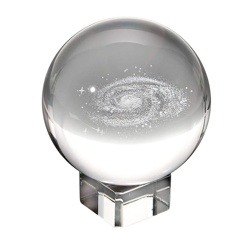 OwnMy Galaxy Crystal Ball Glass Sphere Display Globe Paperweight Healing Meditation Ball with Clear Stand for Creative Gift (60MM/2.4") 2.3" / 60MM - LeoForward Australia