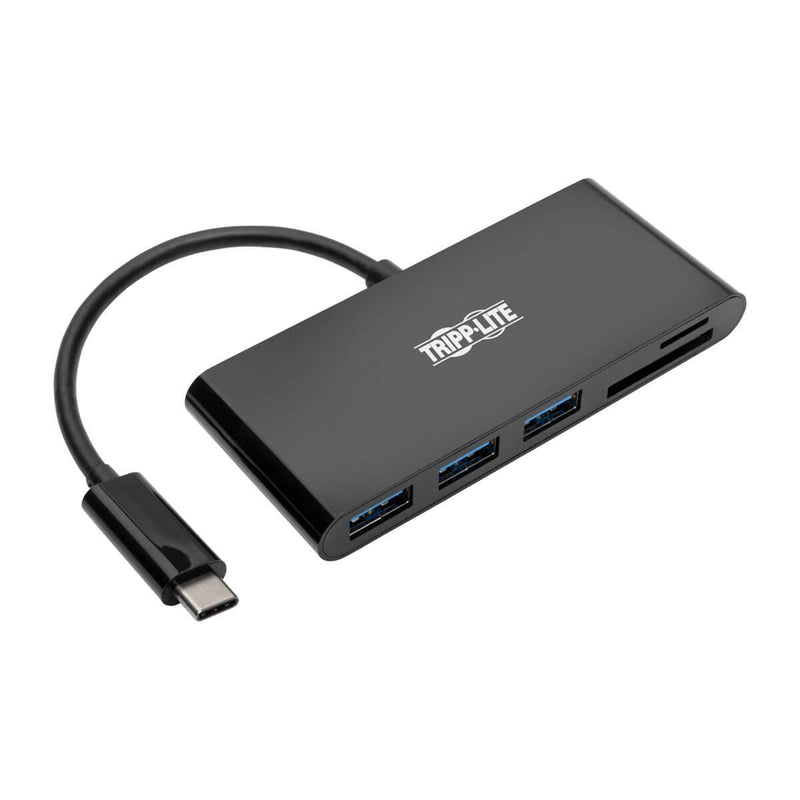 Tripp Lite USB C Hub Multiport Adapter Converter w/ 3x USB-A, Micro SD, SD/MMC Memory Card Reader Thunderbolt 3, Black (U460-003-3AMB) 3x USB-A, Ethernet, Card Reader - LeoForward Australia