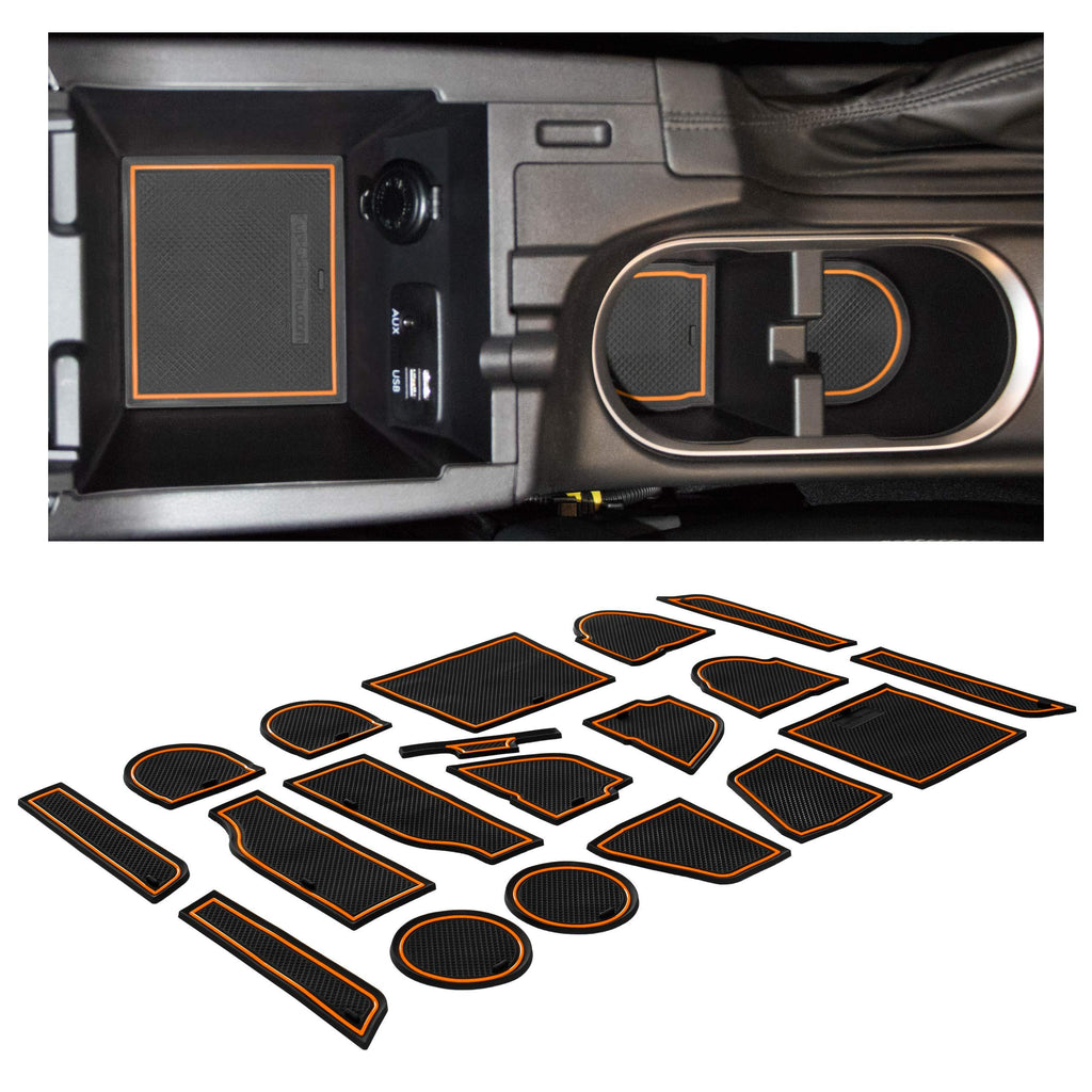  [AUSTRALIA] - CupHolderHero for Subaru Crosstrek 2018-2020 and Subaru Impreza 2017-2020 Custom Liner Accessories – Premium Cup Holder, Console, and Door Pocket Inserts 19-pc Set (Orange Trim) Liner Kit Only Orange Trim