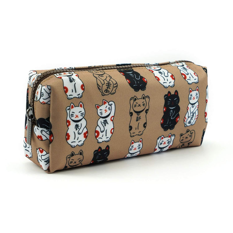 Lucky Japanese Cat Pencil Case Cute Maneki Neko Cat Pencil Bag Pouch Case Makeup Cosmetic Bag Kawaii Gadget Box Stationary gray - LeoForward Australia