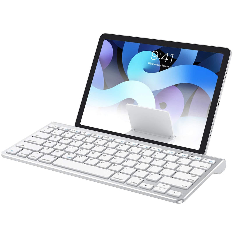  [AUSTRALIA] - OMOTON iPad Keyboard with Sliding Stand, Ultra-Slim Bluetooth Keyboard for iPad Air 4th Generation 10.9, iPad 10.2(9th/8th/7th Gen), iPad Mini, and More[Sliding Stand NOT for iPad Pro 12.9], White