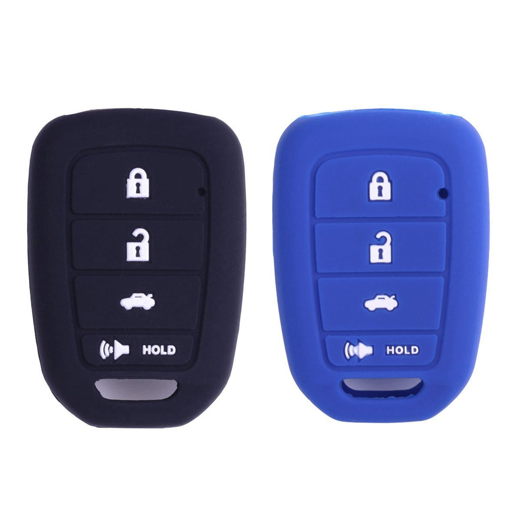 2Pcs XUHANG Sillicone key fob Skin key Cover Remote Case Protector Shell for Honda Accord sports LX Civic HR-V CR-V 4 button black blue blue black - LeoForward Australia