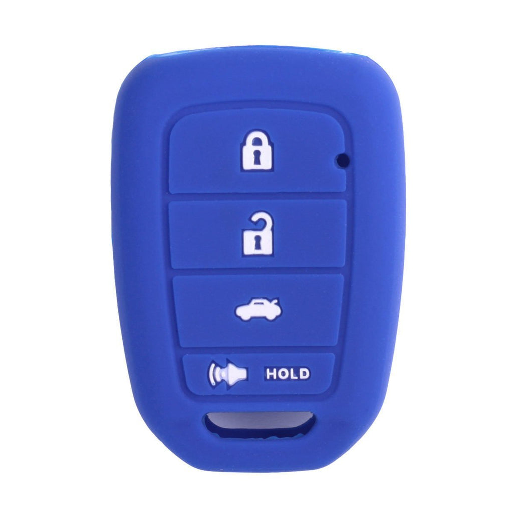  [AUSTRALIA] - XUHANG Sillicone key fob Skin key Cover Remote Case Protector Shell for Honda Accord sports LX Civic HR-V CR-V 4 button blue