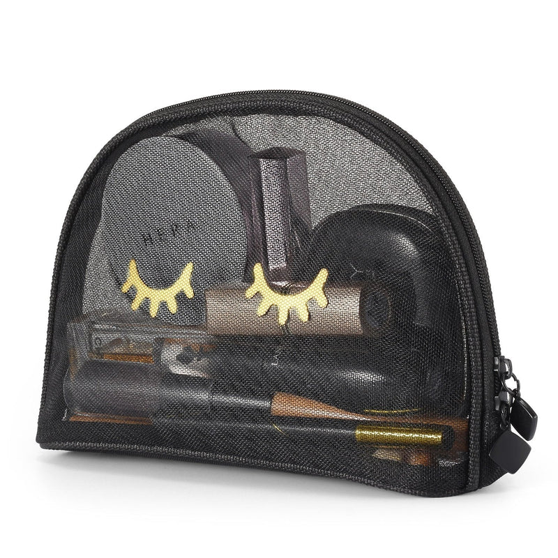 Cosmetics Bag, See Through Makeup Bag/Organizer, Stylish Eyelashes, 9x6 pouch, Mesh Travel Accessories Organizer by Charmonic (Black) - LeoForward Australia