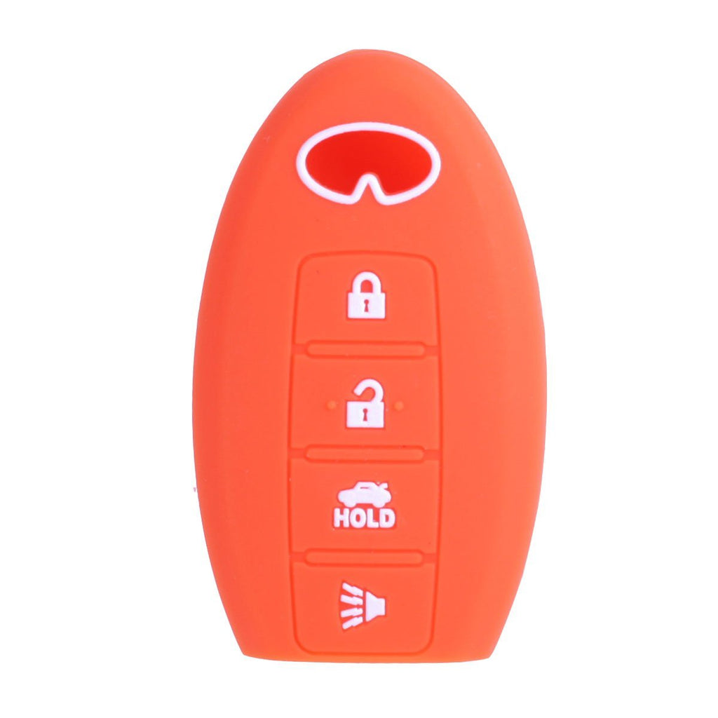  [AUSTRALIA] - XUHANG Sillicone key fob Skin key Cover Remote Case Protector Shell for Infiniti EX35 FX50 G35 G37 M45 QX56 FX50 M35 M56 QX60 QX80 Smart Remote 4 Button Orange