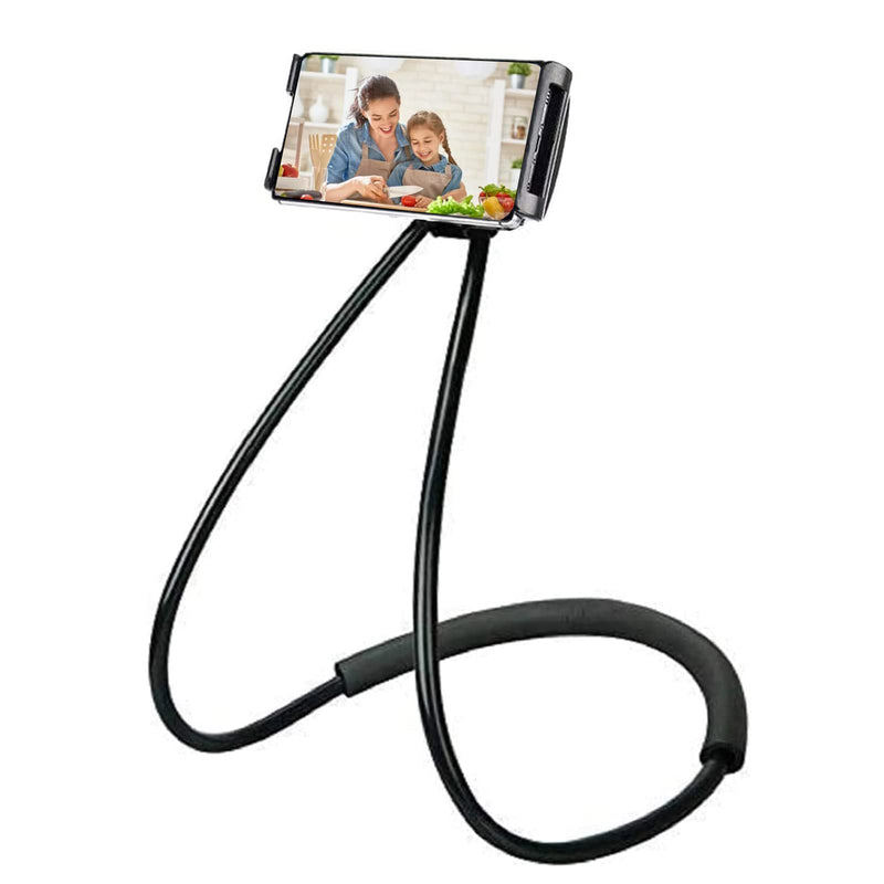  [AUSTRALIA] - NCElec 011 Neck Cell Desk Bed,Bike and Motorcycle Mount,Lazy Bracket Mobile Phone Stand Holder (Black) Black