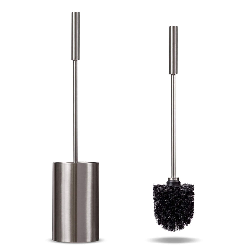  [AUSTRALIA] - Deluxe Toilet Brush with Holder, Stainless Steel Toilet Bowl Brush, Rust-Resistant Fingerprint Resistant, Modern and Compact Toilet Cleaner Brush, Long Handle and Strong Bristles for Bathroom Cleaning