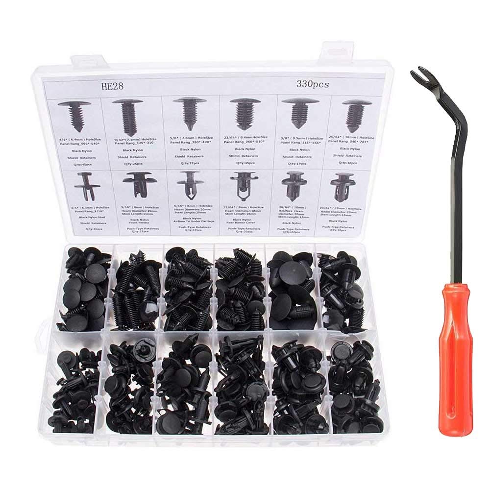  [AUSTRALIA] - ANTS PART 330Pcs 12Sizes Car Plastic Rivets Fasteners Push Type Pin Rivets Clips Trim Kit for Ford Honda GM Acura Chrysler ETE 330 PCS