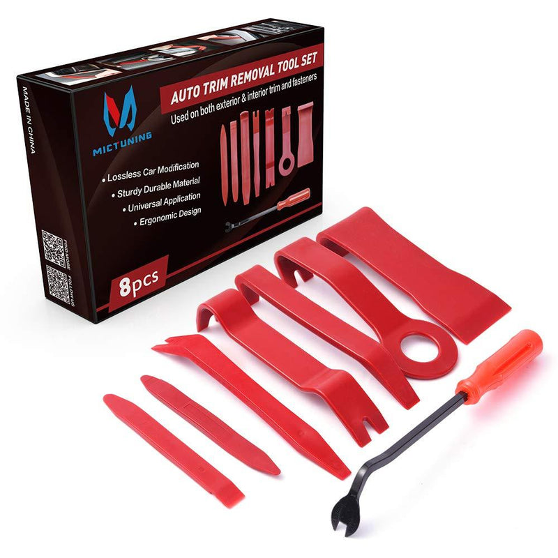  [AUSTRALIA] - MICTUNING 8PCS Auto Trim Removal Tool Set for Car Audio Dash Door Panel Window Molding Fastener Remover Tool Kit Red - 8Pcs