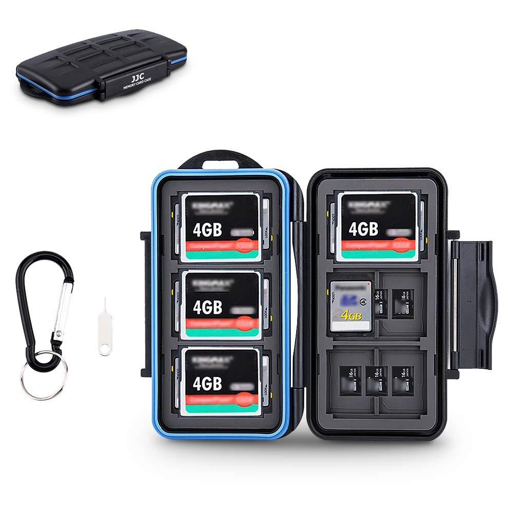 JJC SD Micro SD CF TF Memory Card Case Holder Storage 6 CF & 12 SD & 18 Micro SD Card,Water-Resistant and Shockproof - LeoForward Australia