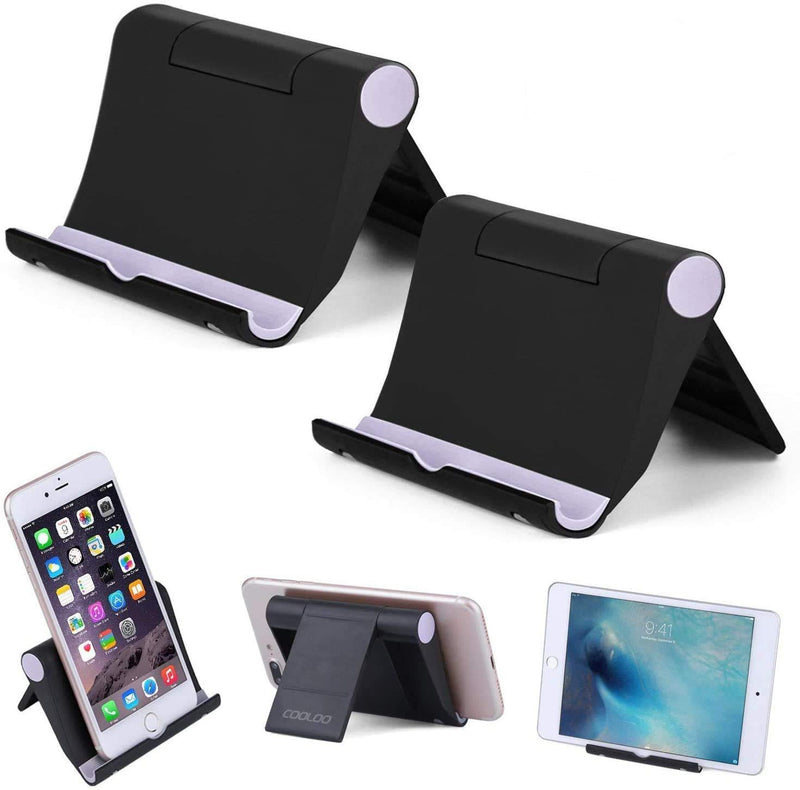  [AUSTRALIA] - Cell Phone Stand Multi-Angle,【2 Pack】 Tablet Stand Universal Smartphones for Holder Tablets(6-11"), e-Reader, Compatible Phone XS/XR/8/8 Plus/7/7 Plus, Galaxy S8/S7/Note 8, Air, Mini, Pixel 2(Black) Black & Black