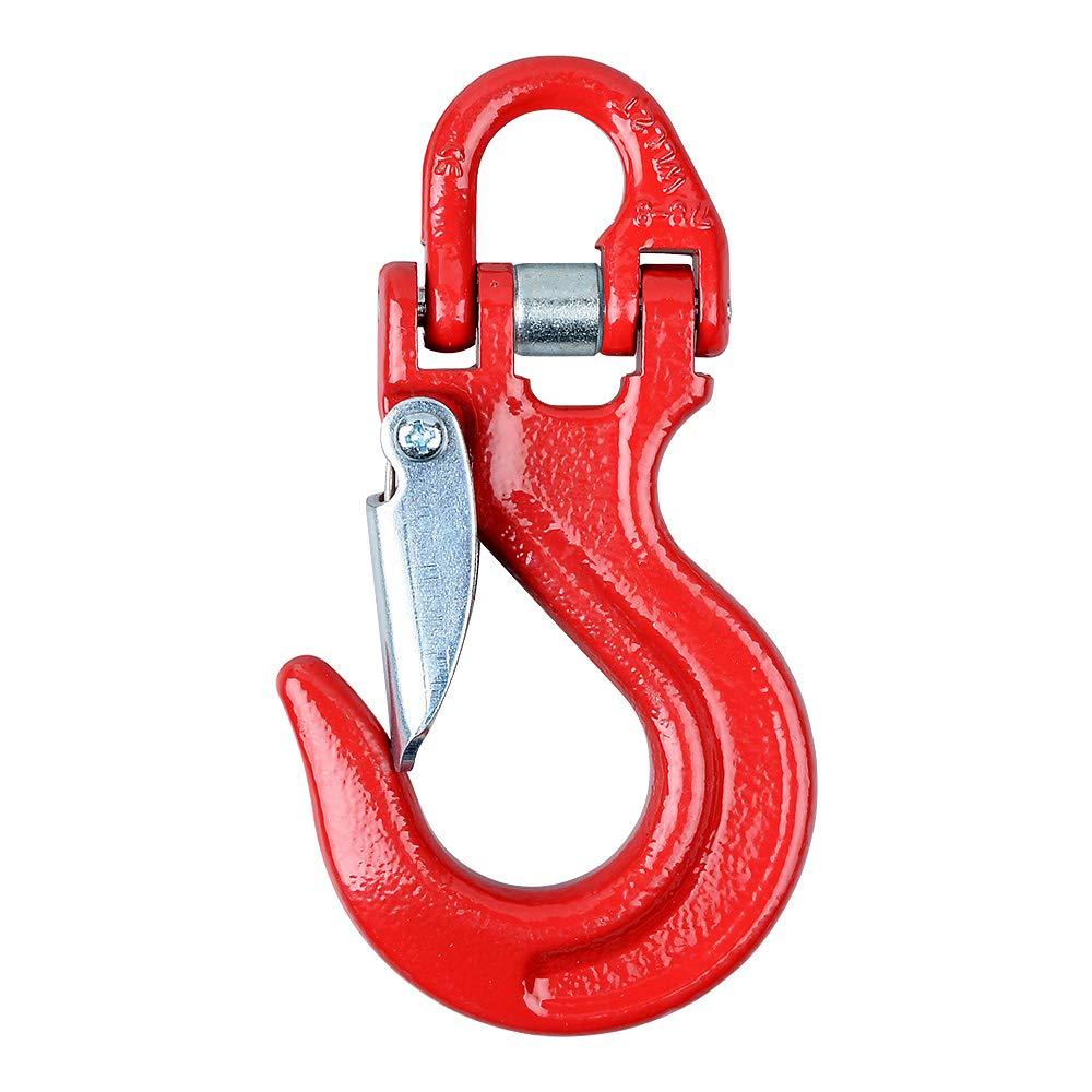  [AUSTRALIA] - Astra Depot Forged Steel 3/16" 1/4" Grade 80 Safety Latch Clevis Winch Cable Hook - 17,000 lbs (Red)