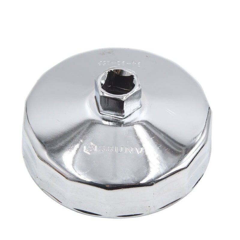  [AUSTRALIA] - uxcell 94mm 15 Flutes Silver Tone Metal Car Oil Filter Cap Wrench Socket Remover Tool