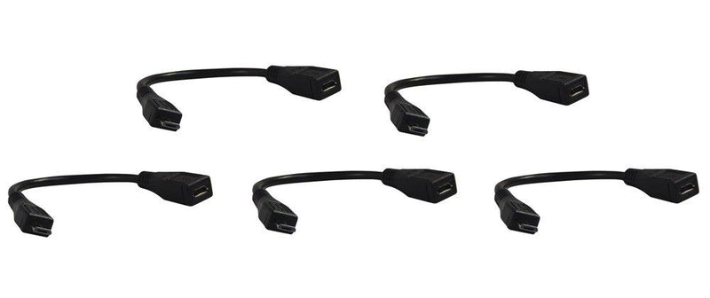 Five Pack Of YCS Basics Black 6 Inch Cellphone/Tablet USB Micro Male to Female Sync And Charging Extension Cables 0.5 Ft 5 Pack - LeoForward Australia