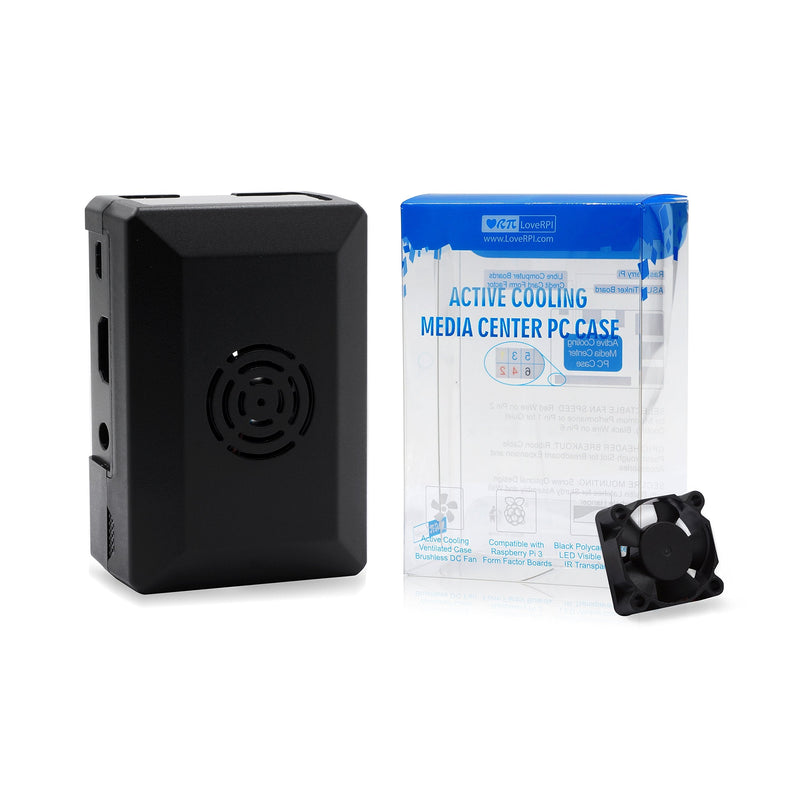  [AUSTRALIA] - LoveRPi Active Cooling Media Center PC Case with Fan for Raspberry Pi 3 Model B+, Libre Computer Board, ASUS Tinker Board (Black) Black