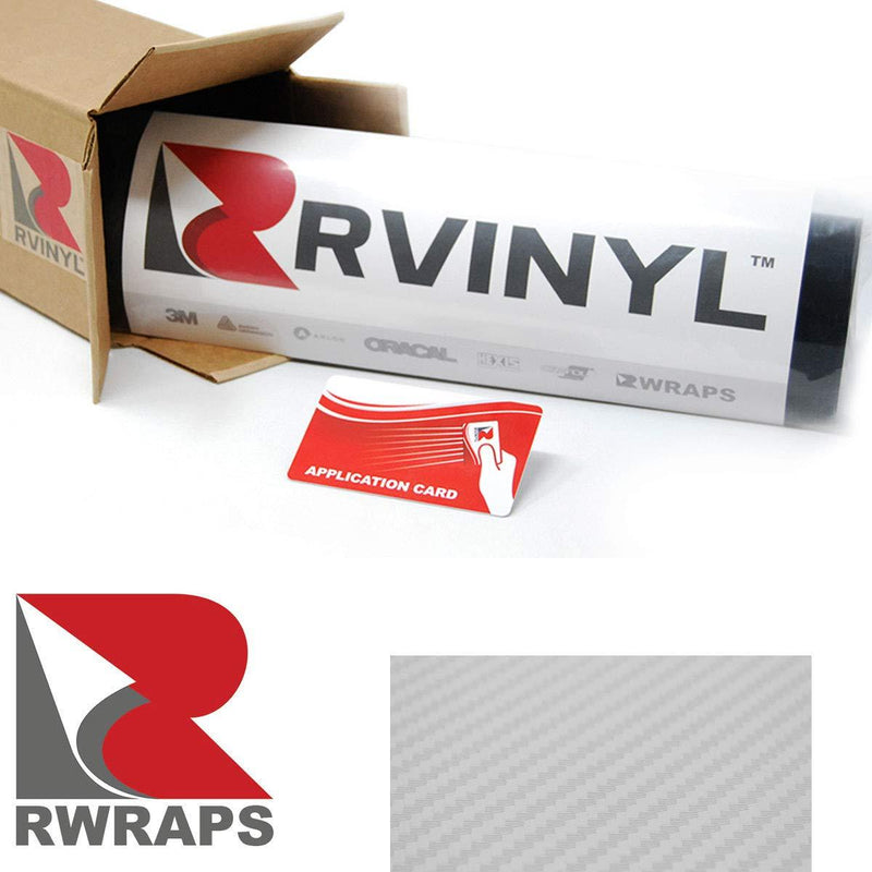  [AUSTRALIA] - Rwraps 3D White Carbon Fiber 5ft x 1ft W/Application Card Vinyl Vehicle Car Wrap Film Sheet Roll 5ft x 1ft W/ Application Card