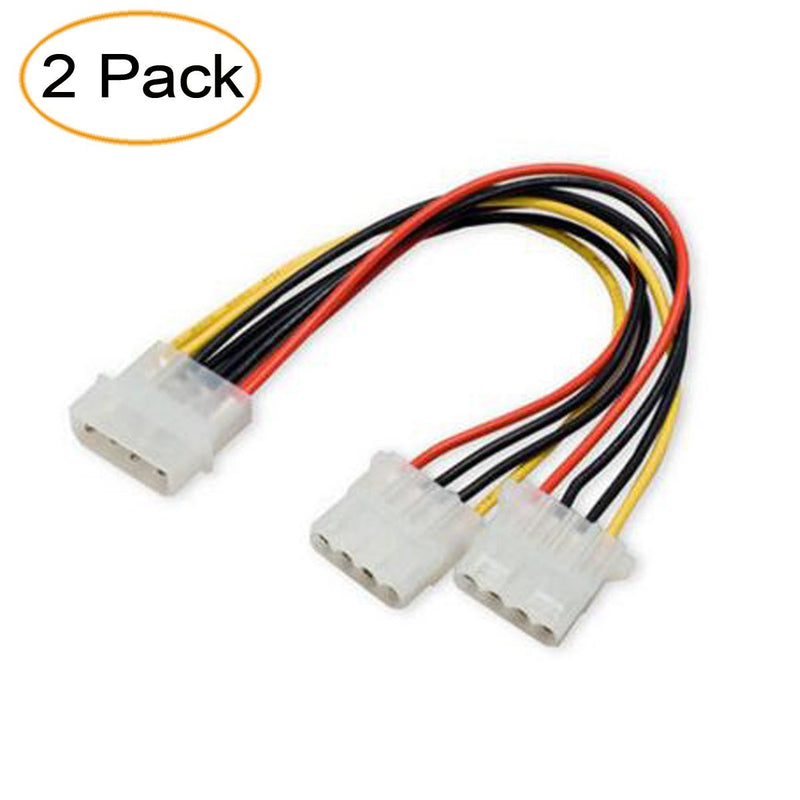  [AUSTRALIA] - Aiyide 2 Pack Computer Molex 4 Pin Power Supply Y Splitter Cable - 2 Female to 1 Male Internal Power Extension Cable