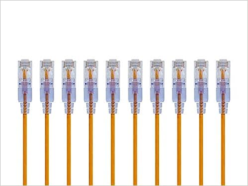  [AUSTRALIA] - Monoprice SlimRun Cat6A Ethernet Patch Cable - Network Internet Cord - RJ45, Stranded, UTP, Pure Bare Copper Wire, 30AWG, 0.5 Feet, Yellow, 10-Pack
