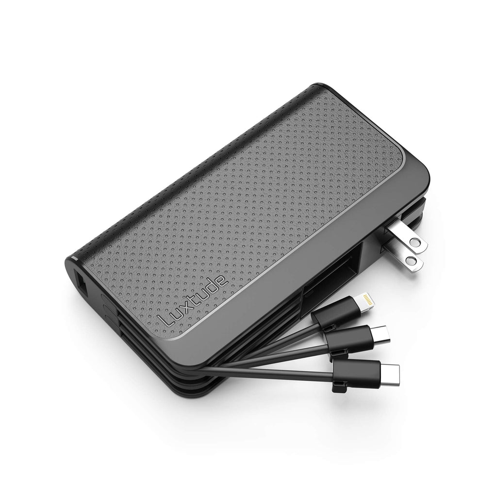  [AUSTRALIA] - Luxtude Portable Charger for iPhone, 10000mAh Power Bank with Built-in Cables【iPhone Lightning & USB C & Micro】& 15W Wall Plug Travel Charger, USB C Power Bank for iPhone, iPad, Android, Samsung etc. 2. Lightning+USB C+Micro Cable (Upgraded)