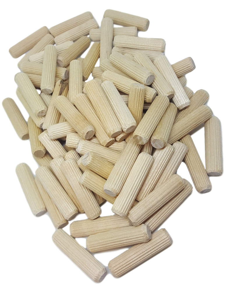  [AUSTRALIA] - 100 Pack 3/8" x 2" Wooden Dowel Pins Wood Kiln Dried Fluted and Beveled, Made of Hardwood