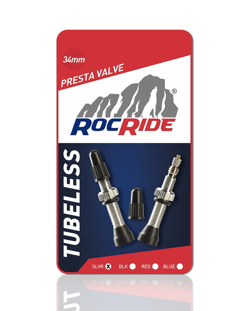 RocRide Tubeless Presta Valve Stems for Bike Tire Rims. Mountain and Road Bicycles. Black and Silver. SILVER 34MM - LeoForward Australia