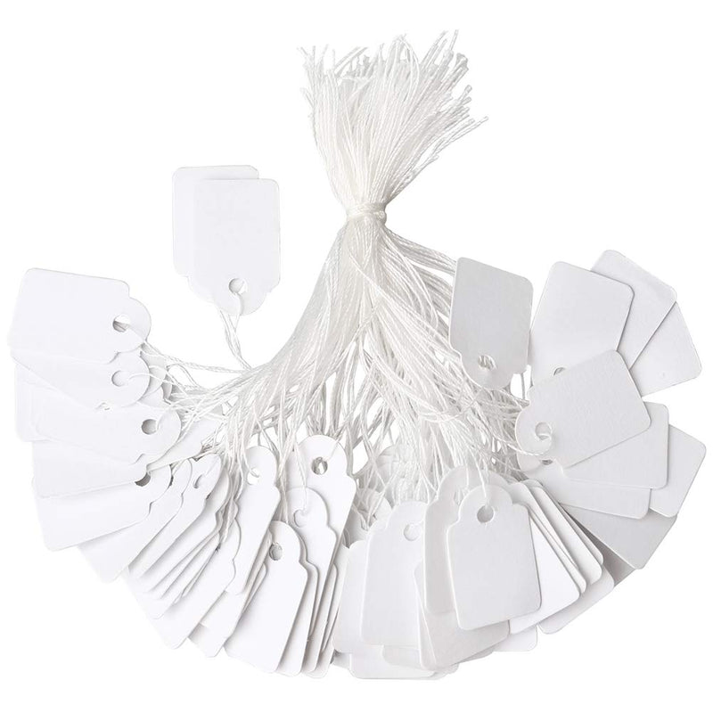  [AUSTRALIA] - Pengxiaomei Jewelry Tags with String, 500 pcs White Marking Tags with String for Pricing Gift,Jewelry Tags for Display Clothing, Price Tags(24x15 mm)