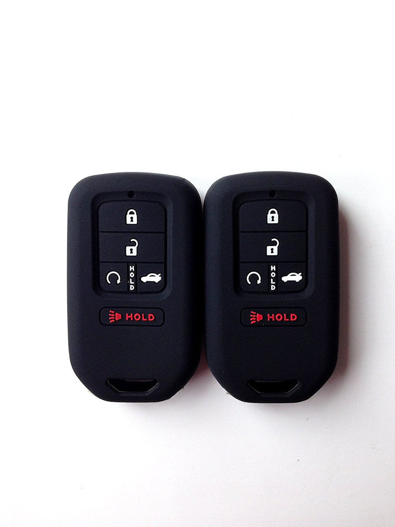 Autobase Silicone Key Fob Cover for Honda Accord Civic CR-V CRV Pilot Passport Insight EX EX-L Touring | Car Accessory | Key Protection Case - 2 Pcs (Black) Black - LeoForward Australia
