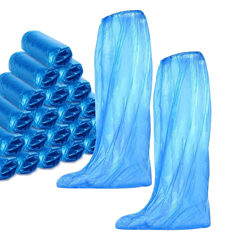  [AUSTRALIA] - IwIeIaIrI Disposable Shoe Covers 60 Pack (30 Pairs) Blue Rain Shoes and Boots Cover Plastic Long Shoe Cover Clear Waterproof Anti-Slip Overshoe for Women Men Water Boots Cover Rainy Day Use Cover