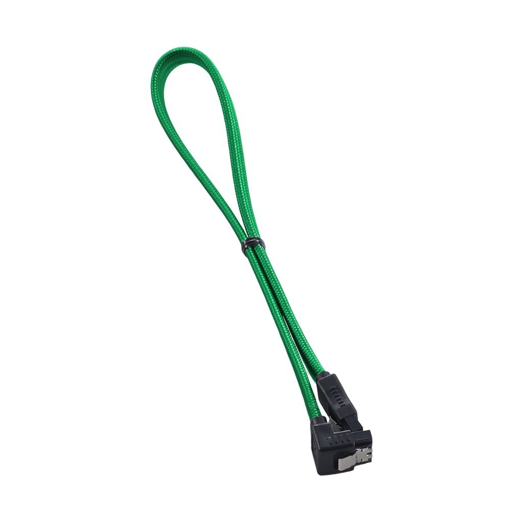 CableMod ModFlex Sleeved Right Angle SATA 3 Cable (Green, 30cm) Right Angle 30CM Green - LeoForward Australia