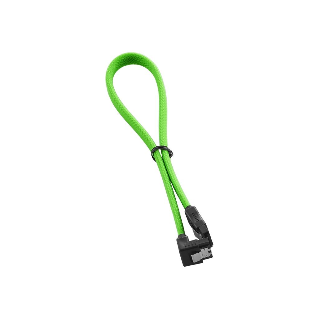 CableMod ModMesh Sleeved Right Angle SATA 3 Cable (Light Green, 30cm) Light Green - LeoForward Australia