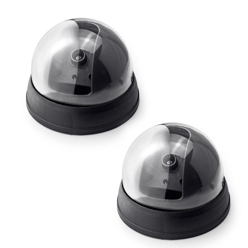  [AUSTRALIA] - Fake Security Camera,Fuers Simulation Dummy Hemisphere Dome Camera Indoor/Outdoor Waterproof with Flashing Red LED Light for Home Business,2 Pack Dome Fake Camera 2 pack