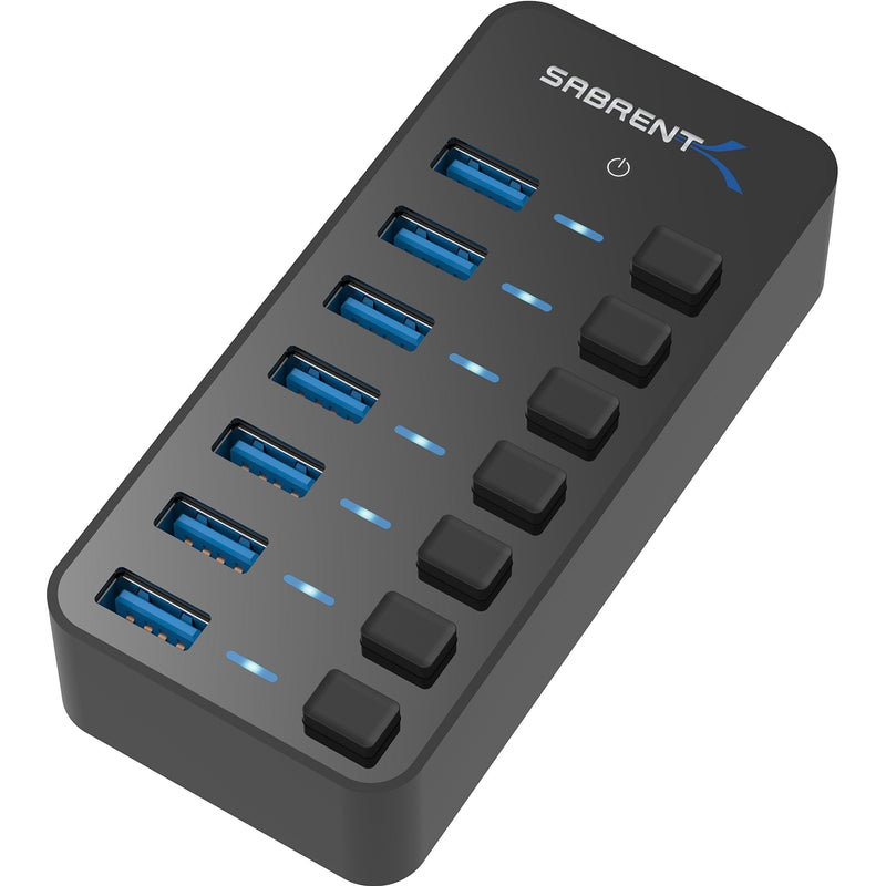  [AUSTRALIA] - Sabrent 36W 7-Port USB 3.0 Hub with Individual Power Switches and LEDs Includes 36W 12V/3A Power Adapter (HB-BUP7)