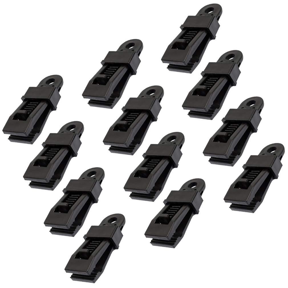  [AUSTRALIA] - 12pcs Clamp Tarp Clips Awning Clamp Set Trap Clips Jaw Tent Snaps hangers Camping Clamp Clips Tent Tighten Lock Grip For Outdoors Camping Farming Garden