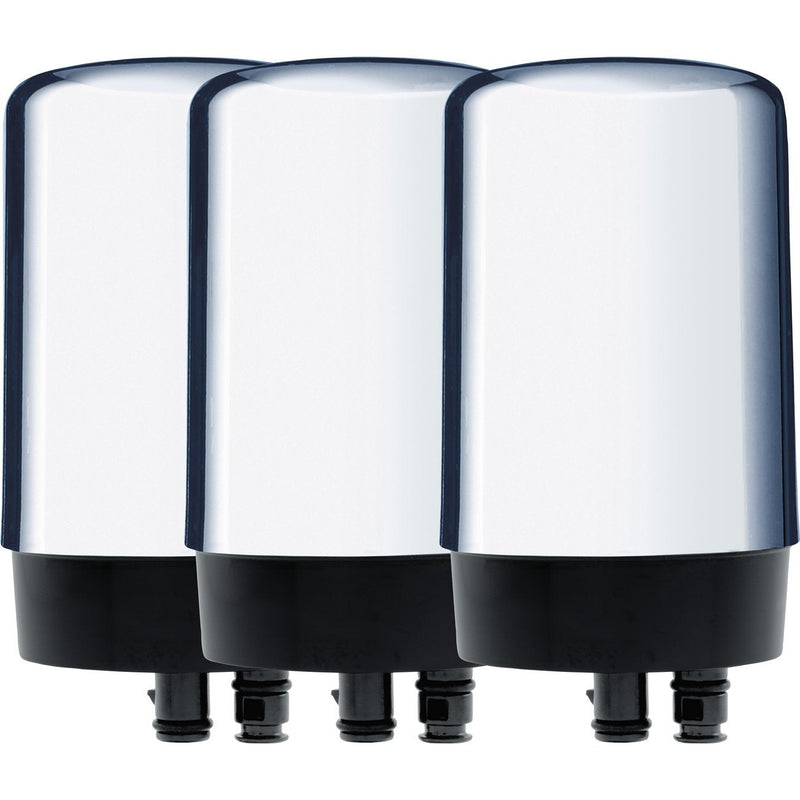  [AUSTRALIA] - Brita Tap Water Faucet Filtration System with Filter Change Reminder, Reduces 99% of Lead, BPA Free, Fits Standard Faucets Only, Chrome 3 ct
