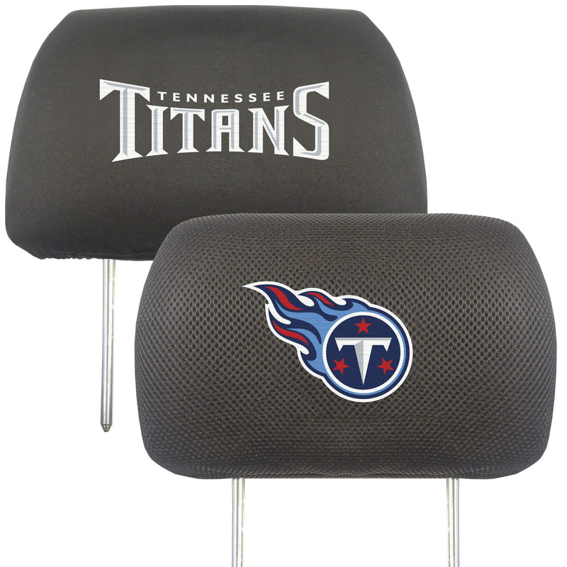  [AUSTRALIA] - FANMATS 12518 NFL - Tennessee Titans Black Slip Over Embroidered Head Rest Cover Set, 2 Pack