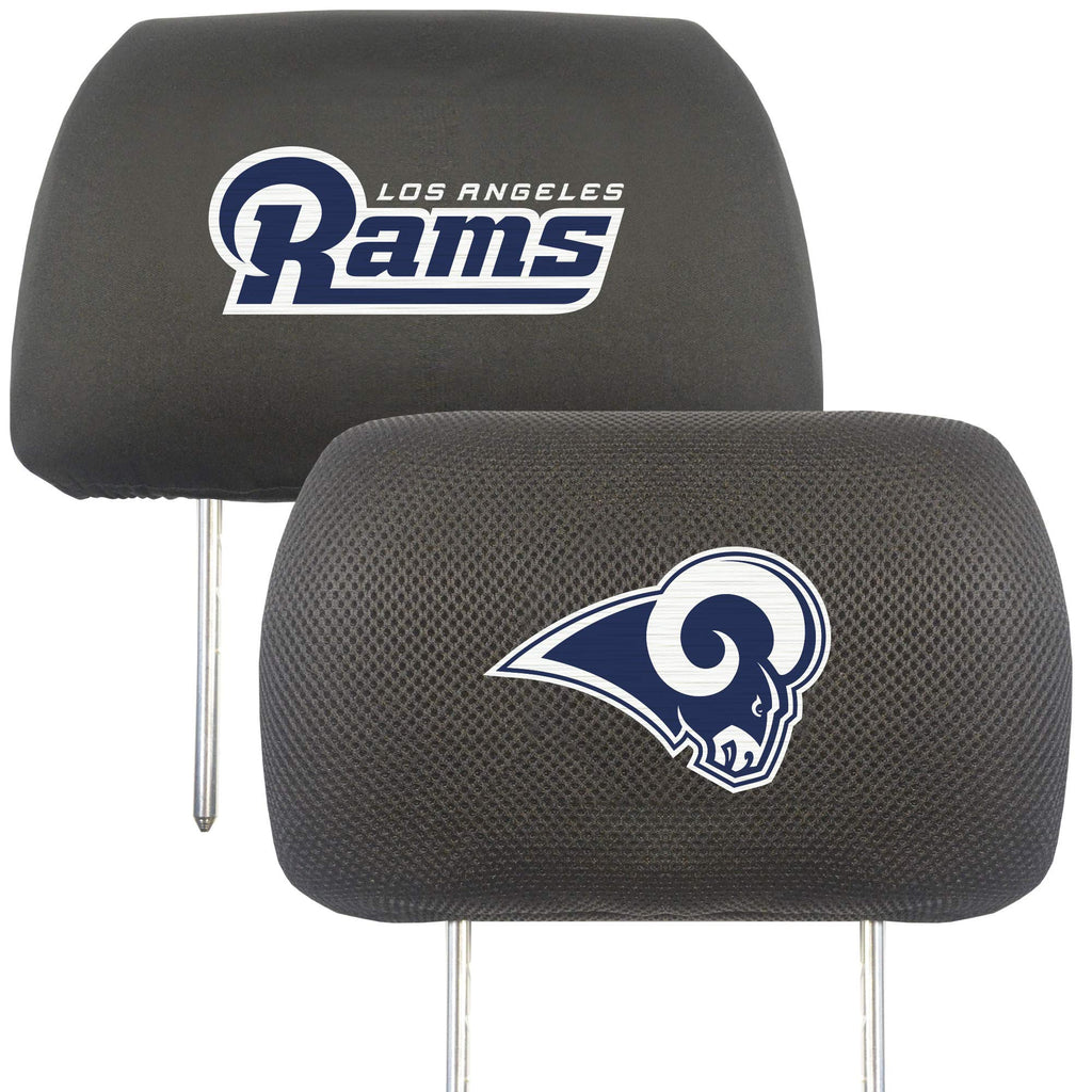 [AUSTRALIA] - FANMATS 21378 NFL - Los Angeles Rams Black Slip Over Embroidered Head Rest Cover Set, 2 Pack