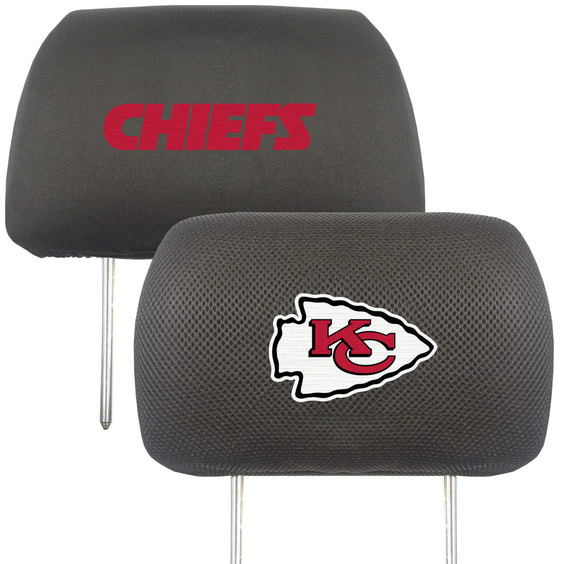  [AUSTRALIA] - FANMATS 21373 NFL - Kansas City Chiefs Black Slip Over Embroidered Head Rest Cover Set, 2 Pack