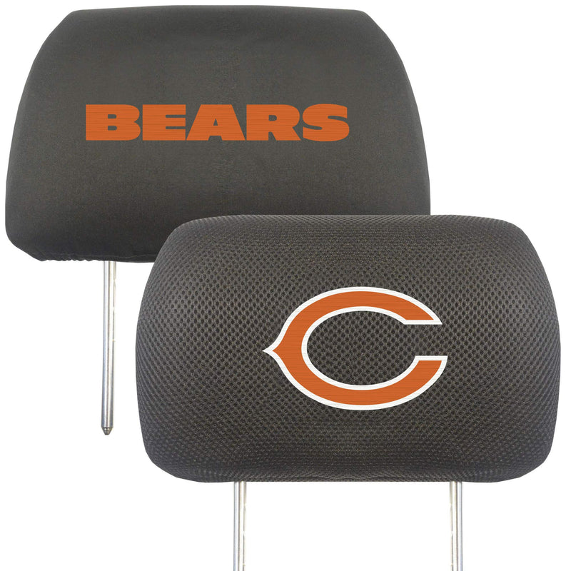  [AUSTRALIA] - FANMATS 12493 NFL - Chicago Bears Black Slip Over Embroidered Head Rest Cover Set, 2 Pack