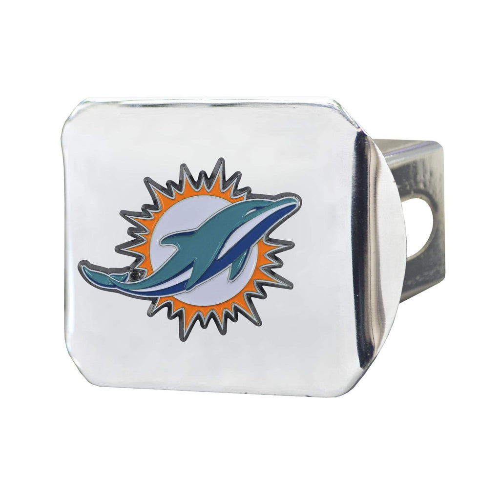  [AUSTRALIA] - FANMATS NFL Miami Dolphins Metal Hitch Cover, Chrome, 2" Square Type III Hitch Cover,Teal