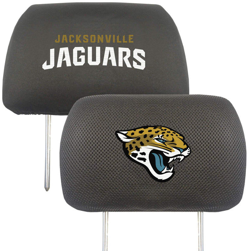  [AUSTRALIA] - FANMATS 12502 NFL - Jacksonville Jaguars Black Slip Over Embroidered Head Rest Cover Set, 2 Pack