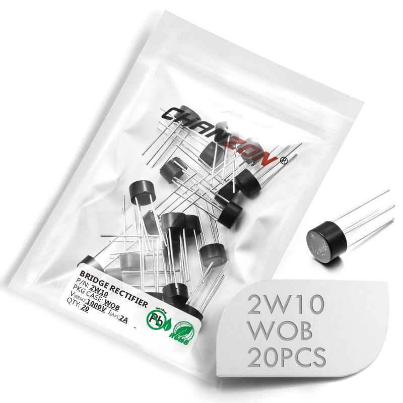 (Pack of 20 Pieces) Chanzon 2W10 Bridge Rectifier Diode 2A 1000V WOB Single Phase, Full Wave 2 Amp 1000 Volt Electronic Silicon Diodes - LeoForward Australia