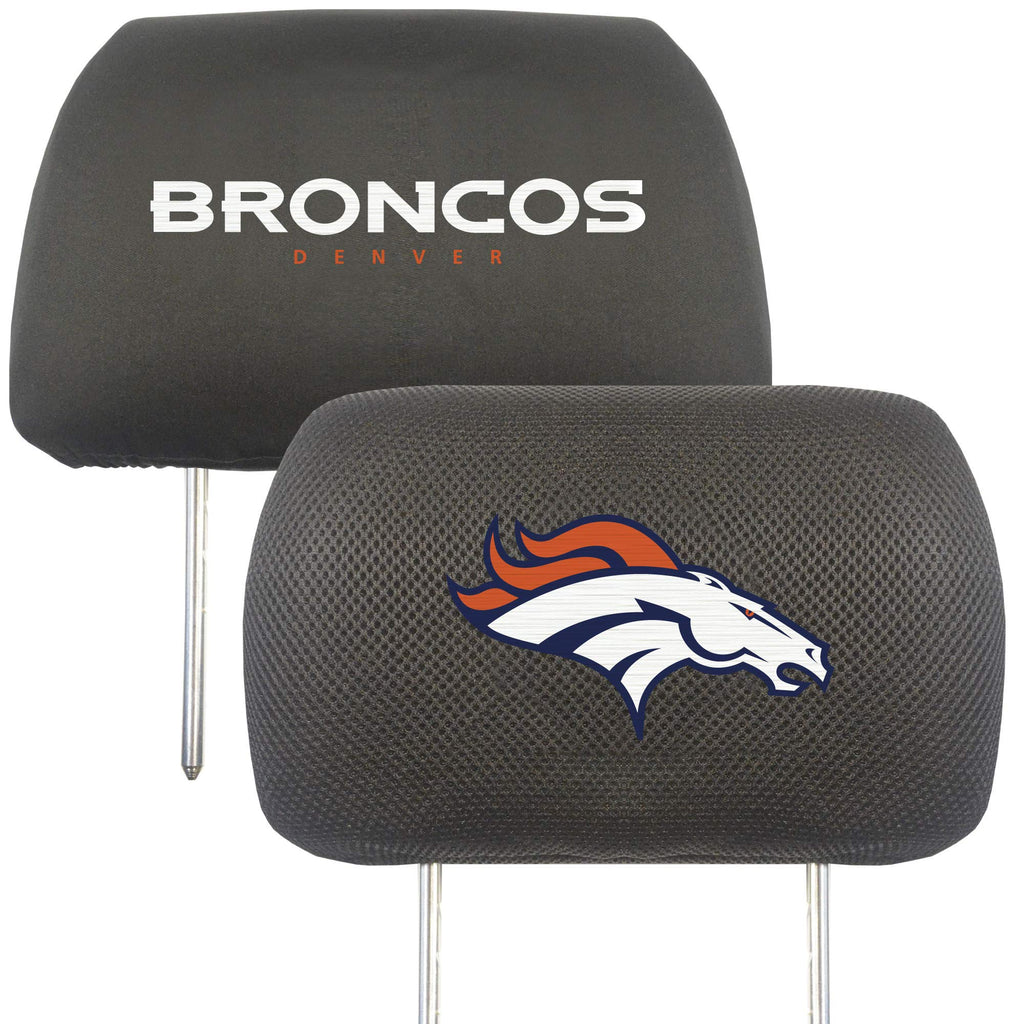  [AUSTRALIA] - FANMATS 12497 NFL - Denver Broncos Black Slip Over Embroidered Head Rest Cover Set, 2 Pack
