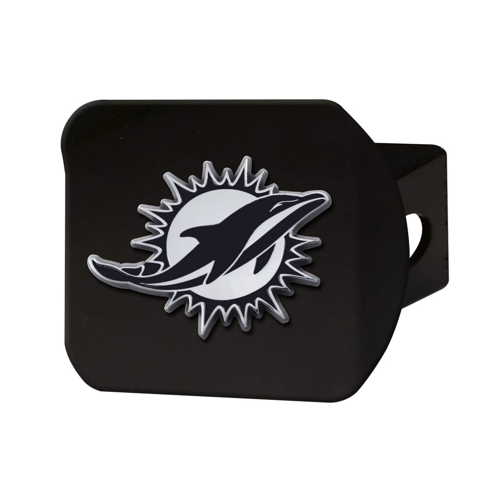  [AUSTRALIA] - FANMATS 21555 NFL Miami Dolphins Metal Hitch Cover, Black, 2" Square Type III Hitch Cover
