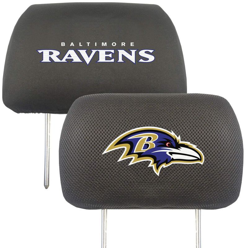  [AUSTRALIA] - FANMATS 12490 NFL - Baltimore Ravens Black Slip Over Embroidered Head Rest Cover Set, 2 Pack