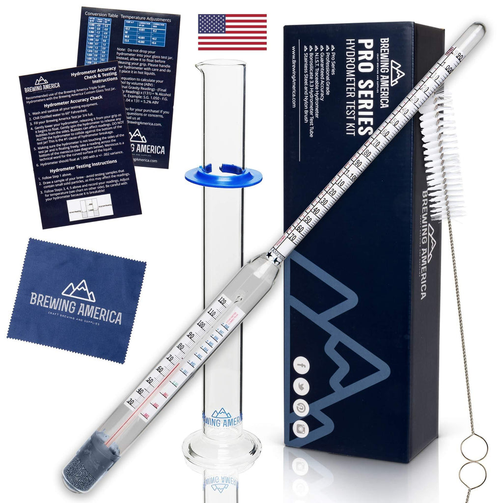 Thermo-Hydrometer ABV Tester Triple Scale for BEER/WINE - Pro Series American-made Specific Gravity Hydrometer with Thermometer Temperature Correction, N.I.S.T Traceable (KIT) - LeoForward Australia