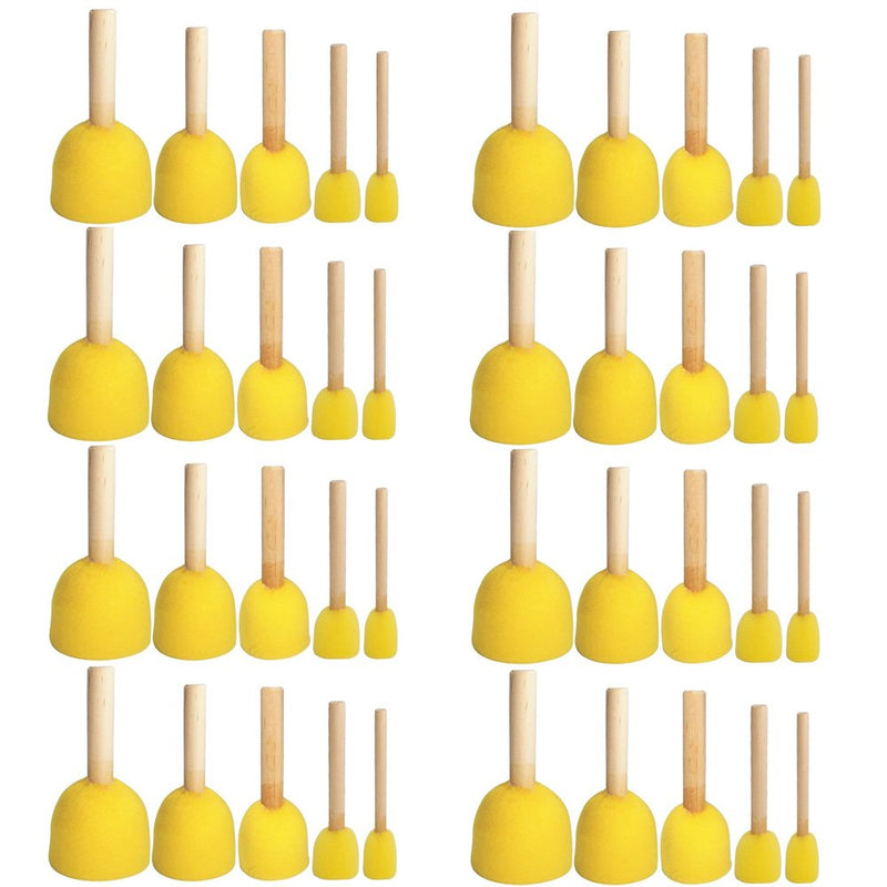  [AUSTRALIA] - WFPLUS 40pcs 5 Sizes Round Paint Foam Sponge Brush Set Kids Painting Tools Sponge Stippler Set for Painting Crafts and DIY