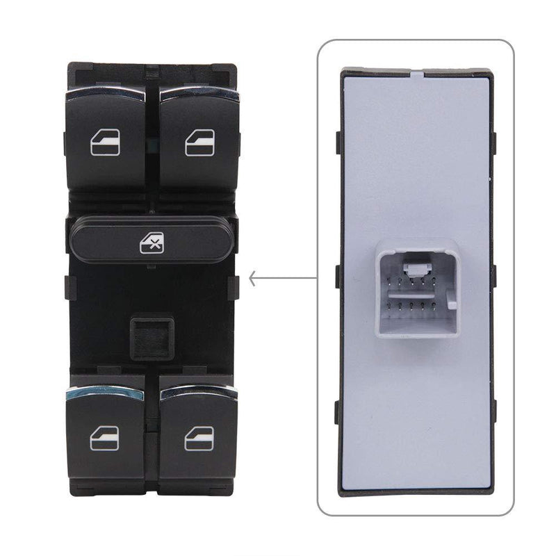 ZBN Power Window Control Switch Front Left (Driver Side) Fits 5ND959857 Compatible with Volkswagen VW Golf Jetta Passat Tiguan Touran CC Polo Amarok Rabbit GTI R32 Caddy Touareg - LeoForward Australia
