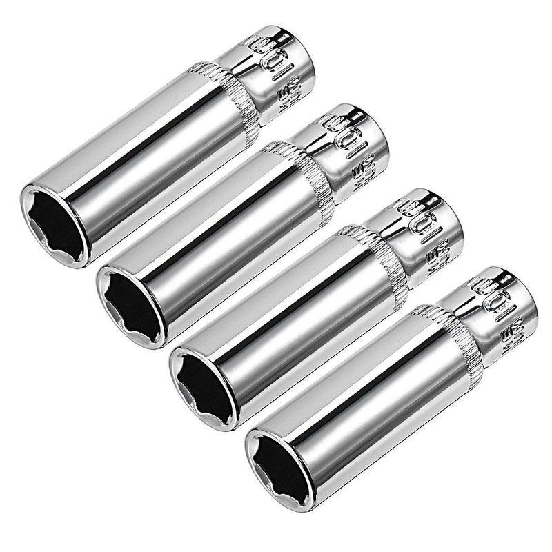  [AUSTRALIA] - uxcell 4 Pcs 1/4 Inch Drive 10mm 6-Point Deep Socket, Metric, Cr-V