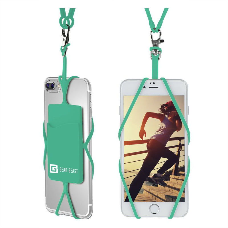  [AUSTRALIA] - Gear Beast Cell Phone Lanyard - Universal Neck Phone Holder w/Card Pocket and Silicone Neck Strap - Compatible with Most Smartphones, Arcadia