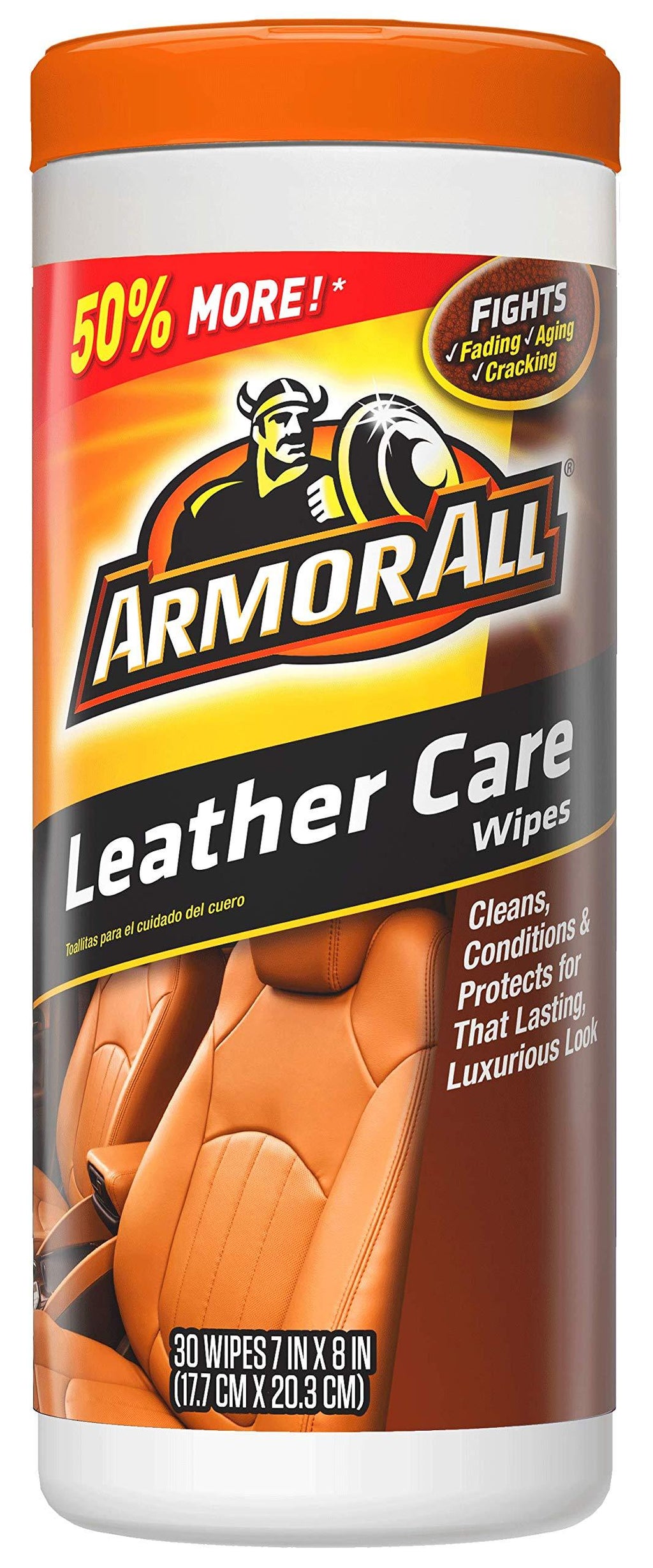  [AUSTRALIA] - Armor All Car Leather Conditioner & Cleaner Wipes - Cleaning for Cars & Truck & Motorcycle, 30 Count, 18581B